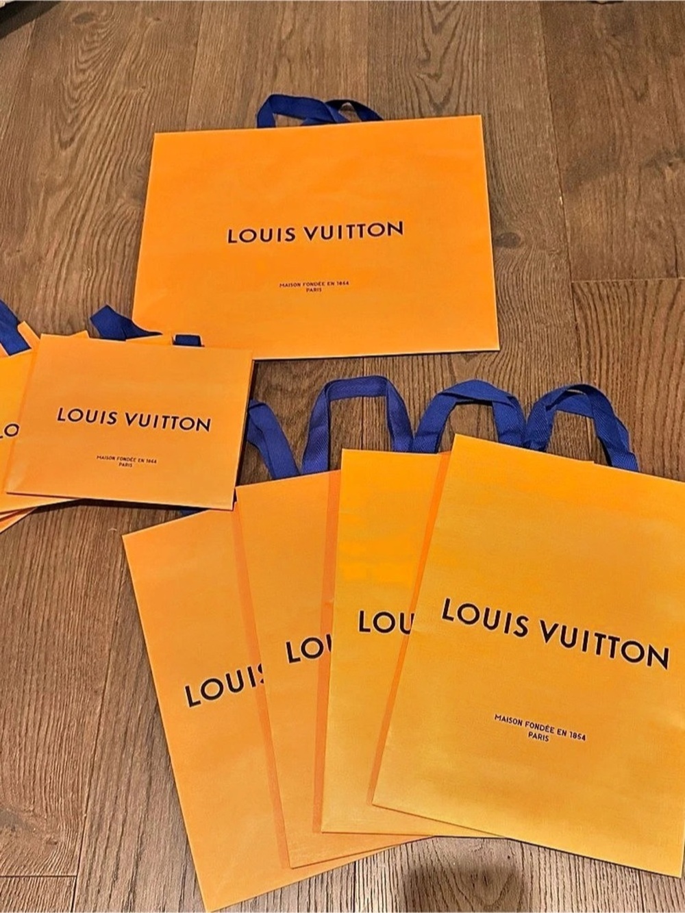 Louis Vuitton Orange Shopping Bag Lot Orange & Blue Shopping Bags Set